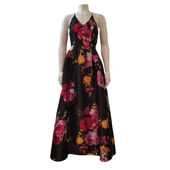 BCX Women's Black Spaghetti Strap Full-Length Fit + Flare Formal Dress - Picture 1 of 4